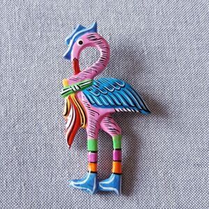 Unique Fancy Flamingo Handmade Brooch